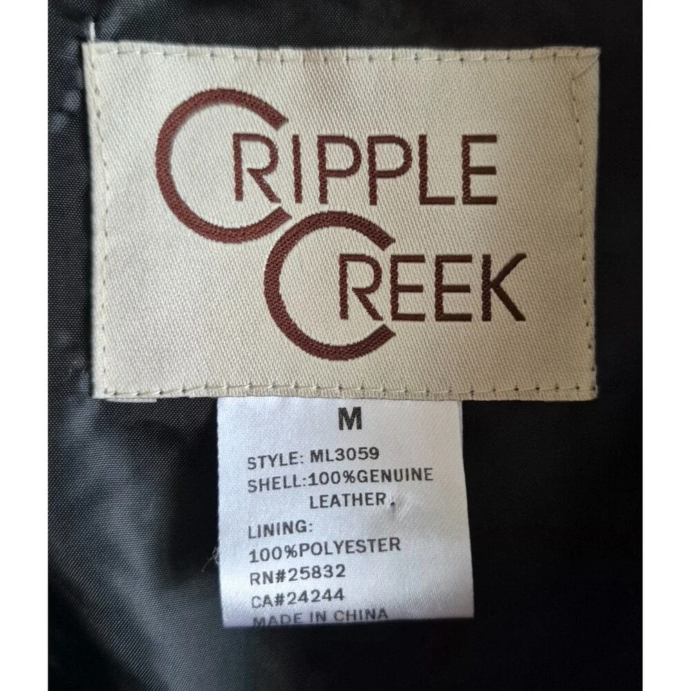 Cripple Creek Men’s Leather Vest Size Medium Black Western Rockabilly Biker NWT